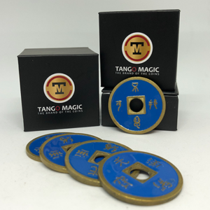 Expanded Shell Chinese Coin made in Brass (Blue) by Tango – Trick (CH005) - magic tricks