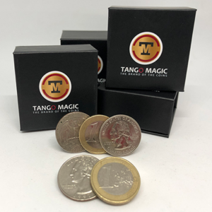 Euro-Dollar Hopping Half (1 Euro and Quarter Dollar) by Tango Magic-Trick (ED004) - magic tricks