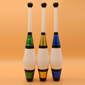Juggling Set (3 Decorated Clubs) Assorted Colors by Zyko – Trick - magic tricks