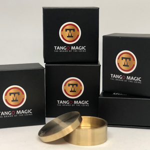 Okito Coin Box (BRASS w/Online Instructions)(B0028) One Dollar by Tango Magic – Trick - magic tricks