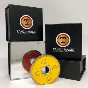 Chinese Coin (CH0020) Red & Yellow by Tango Magic – Tricks - magic tricks