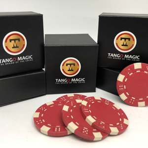 Expanded Shell Poker Chip Red plus 4 Regular Chips (PK001R) by Tango magic – Trick - magic tricks