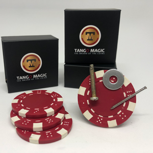 Magnetic Poker Chip Red  plus 3 regular chips (PK003R) by Tango Magic – Trick - magic tricks