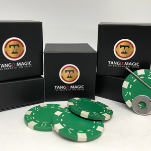 Magnetic Poker Chip Green plus 3 regular chips (PK003G) by Tango Magic – Trick - magic tricks