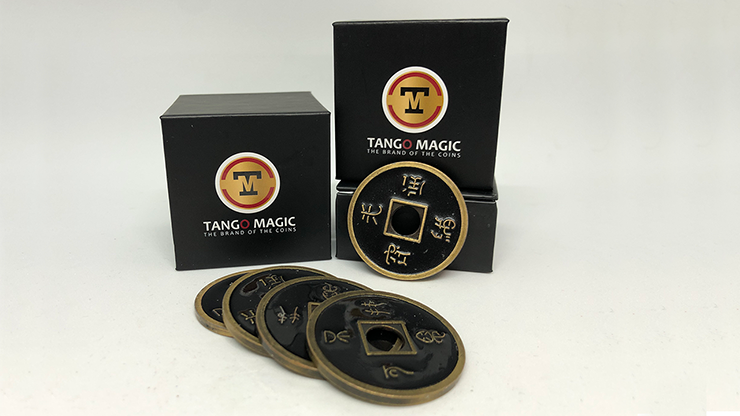 Dollar Size Shell Chinese Coin (Black) by Tango Magic (CH024) - magic tricks
