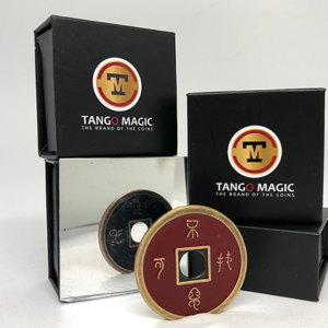 Dollar Size Chinese Coin (Black and Red) by Tango (CH037) - magic tricks
