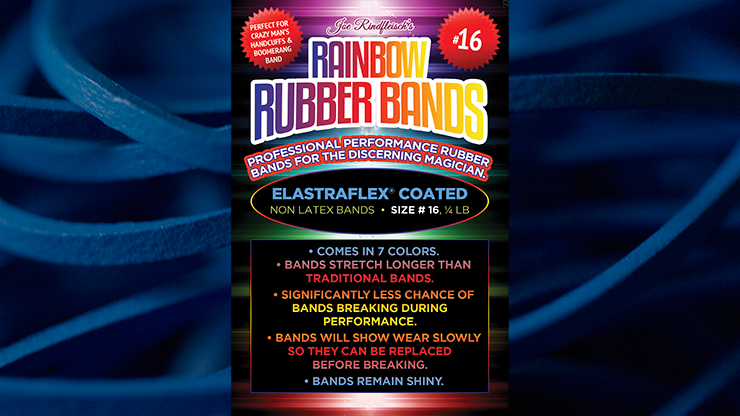 Joe Rindfleisch’s SIZE 16 Rainbow Rubber Bands (Hanson Chien – Blue Pack) by Joe Rindfleisch – Trick - magic tricks
