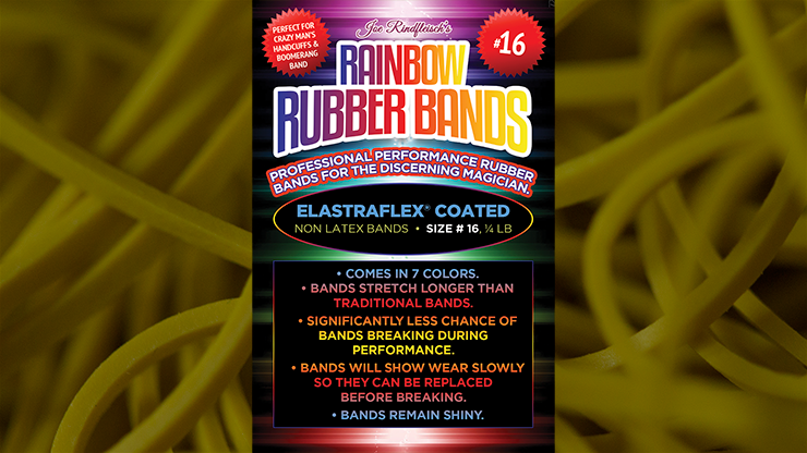 Joe Rindfleisch’s SIZE 16 Rainbow Rubber Bands (Russell Leeds -Yellow ) by Joe Rindfleisch – Trick - magic tricks