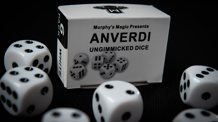 NON GIMMICKED DICE 6 PACK/WHITE by Tony Anverdi – Trick - magic tricks