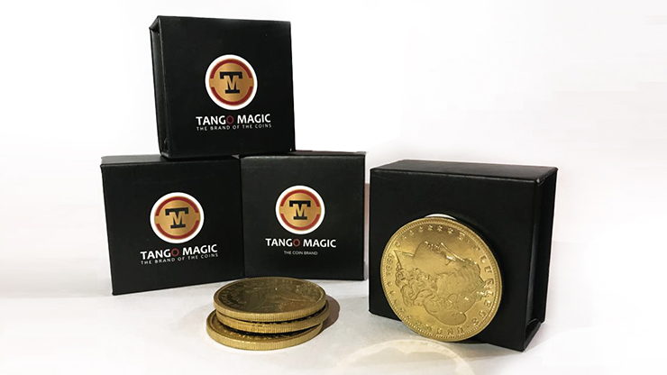 Replica Golden Morgan TUC plus 3 coins (Gimmicks and Online Instructions) by Tango Magic – Trick - magic tricks