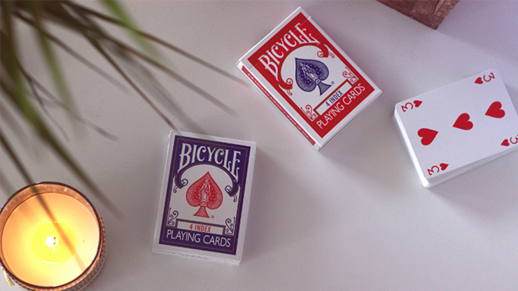 Bicycle 4 Index Blue (Gimmicks and Online Instructions) - magic tricks
