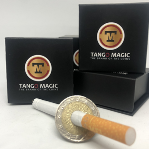 Pen or Cigarette Thru 2 Euros by Tango (E0012) – Trick - magic tricks