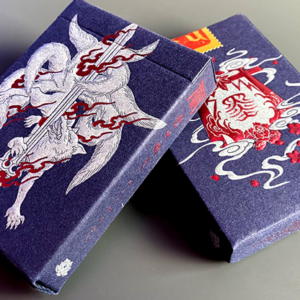 Sumi Kitsune Myth Maker (Blue/Red Craft Letterpressed Tuck) Playing Cards by Card Experiment - magic tricks