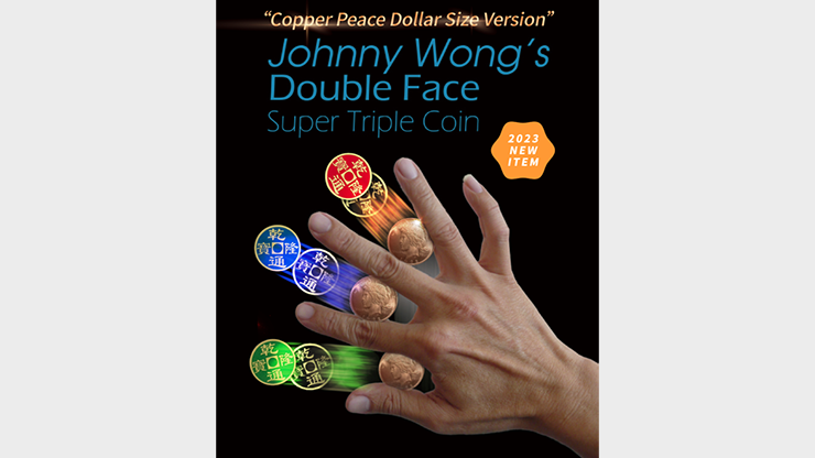 Double Face Super Triple Coin (Copper Peace Dollar Version) by Johnny Wong – Trick - magic tricks