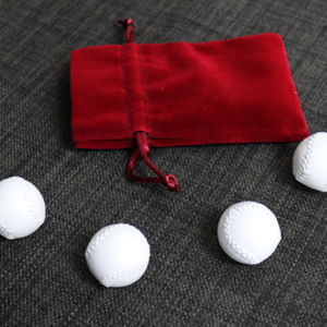 Set of 4 Leather Balls for Cups and Balls (White w/White Stitching) by Leo Smetsers – Trick - magic tricks