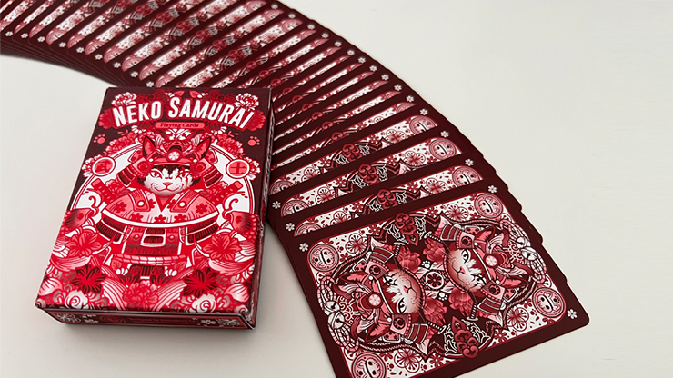 Neko Samurai (Red) Playing Cards - magic tricks