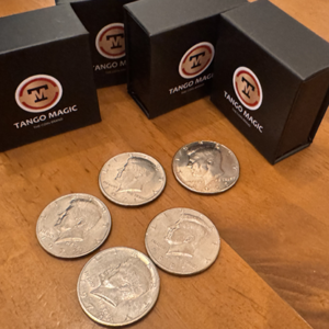 Expanded Shell Half Dollar (plus 4 Regular Coins D0207) by Tango Magic - magic tricks