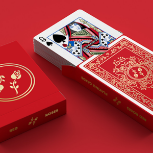 Red Roses Gold Foil Playing Cards (Fully Marked) - magic tricks