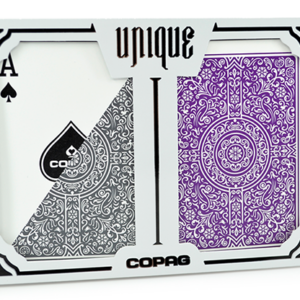Copag Unique Plastic Playing Cards Poker Size Regular Index Gray and Purple Double-Deck Set