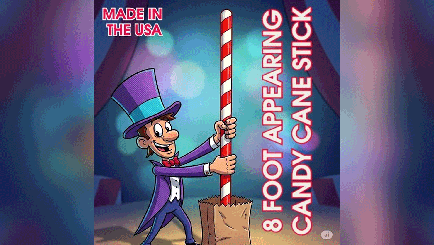 Appearing Candy Cane Red & White – 8 Foot by Big Guys Magic